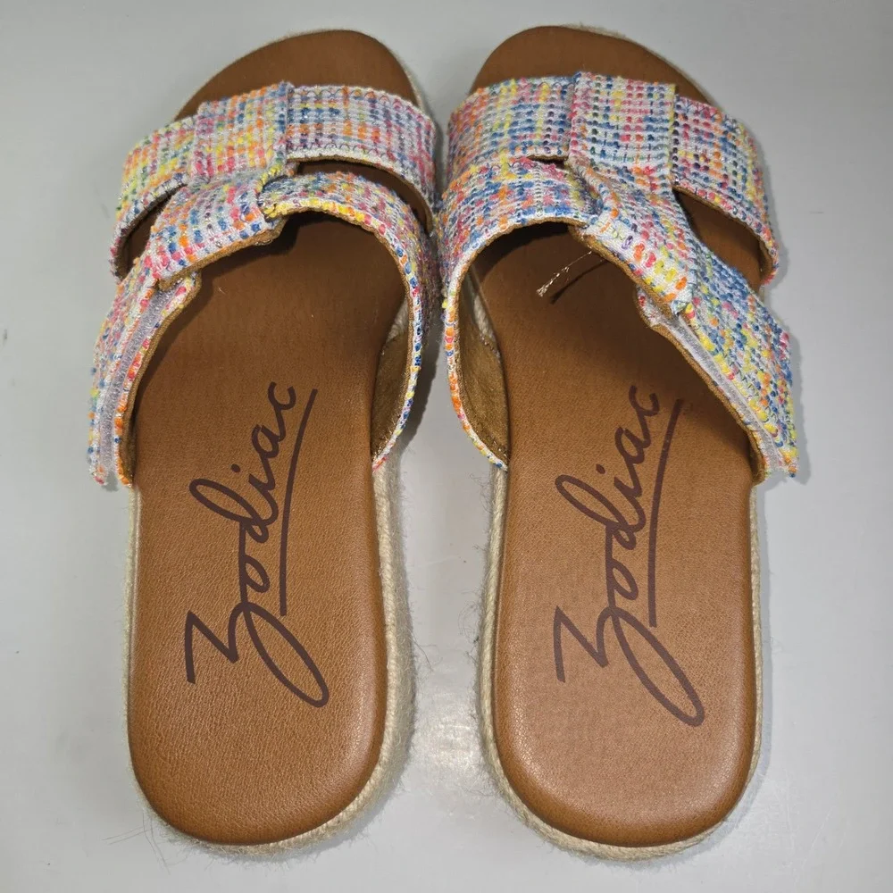 Zodiac Women's Multicolor Tweed Espadrille Platform‎ Wedge Sandals Size 9